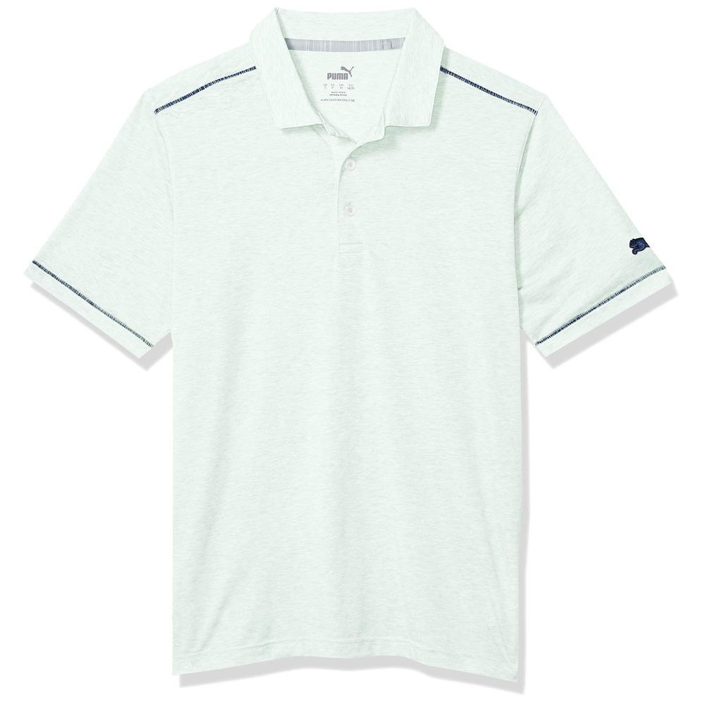 PUMA Golf Polo Shirt Mens Large Mist Green New 2020 Rancho Heathered Relaxed Fit